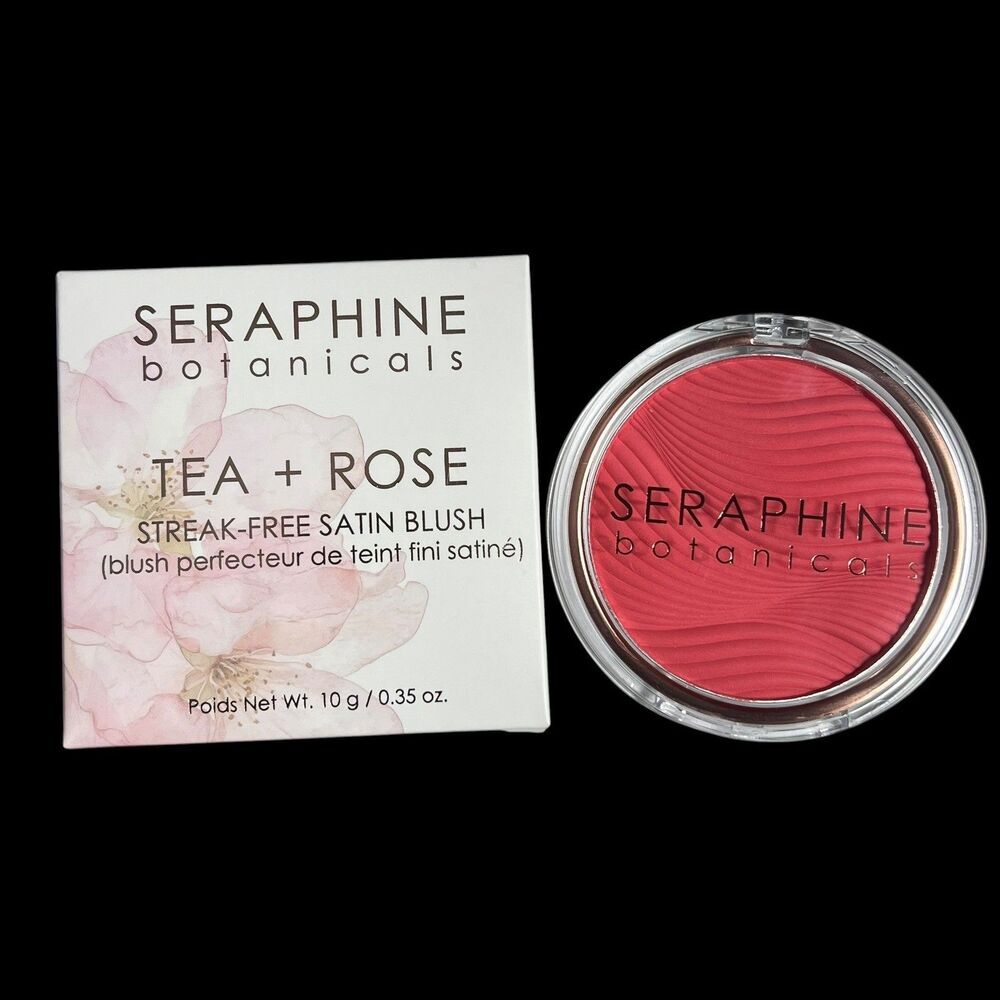 Seraphine Botanicals Tea + Rose Streak-Free Satin Blush Pomegranate 10g New